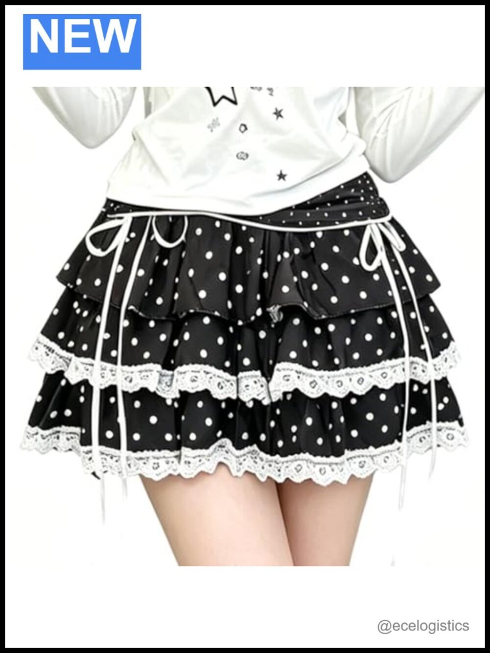 Y2K Polka Dot Ruffle High Waisted A-Line Mini Skirt